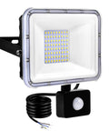 Top Shelf 50W Led Security Floodlight With Smart Motion Sensor And Pir Activation IP67 Waterproof sleek aluminum design.