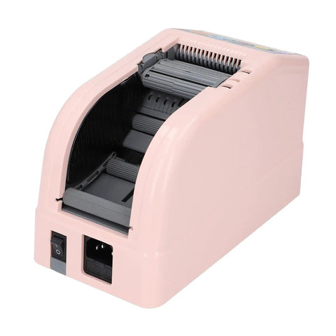 Electric Automatic Tape Dispenser And Ribbon Cutter Machine Featuring Smart Auto Sensor For 6 To 60 Mm Tape, side view showing roller feed system.