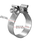 4 Inch Exhaust Clamp Narrow Band 304 Stainless Steel Muffler Band Clamp For Slip Fit Pipes Heavy Duty 1 Pc, side view with dimensions.