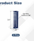 Product size details for Two Blue Heavy Duty Compression Springs For 3D Printers And Mechanical Gear With 3 4 Inch O D And 2 5 Inch Length Made From Tough Alloy Steel That Lasts A Lifetime.