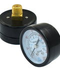 Two Pack 2 Inch Air Pressure Gauges For Air Compressors One Quarter Inch NPT Center Back Mount Brass Connection Sturdy Black Steel Housing 52 mm Dial Dual Gauge Set For Precise Readings