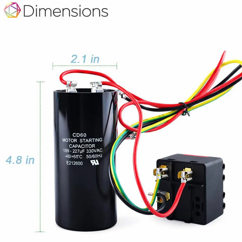 HVAC Hard Start Kit For 3 To 5 Ton AC Units Kickstart Your Air Conditioner With A High Performance Capacitor Kit showing dimensions
