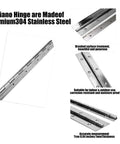 Rock Solid 6 Pack Heavy Duty Stainless Steel Piano Hinges For Cabinet Doors And Gates Built Different Rust Proof Silver Finish showing brushed surface treatment.