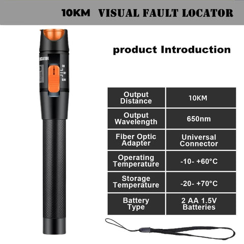 Pro Grade Visual Fault Locator For Fiber Optic Cables With 10 To 20 Kilometers Output Red Light VFL Pen Style Tester All In One Kit