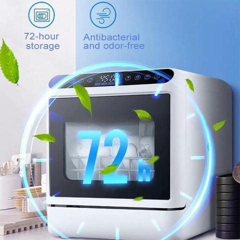 Compact Countertop Dishwasher With No Fuss Setup And Full Auto Dry slickly delivers 360 degree swirly spray with 72-hour storage.