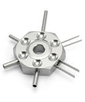 Six Pin Terminal Extraction Tool, Stainless Steel, for DT DTP Molex Delphi AMP Connectors, top view with pins visible