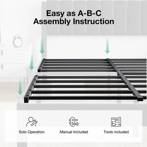 Easy assembly instructions for Heavy Duty Velvet Full Bed Frame With Piano Keys Headboard and Matching Footboard.