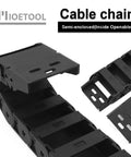 R38 18mm By 50mm Semi Enclosed Drag Chain Cable Carrier For CNC Machines, 1 Meter Length With End Connectors Black