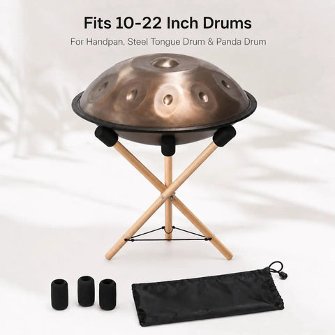 Adjustable Solid Wood Handpan Drum Stand With Carry Bag And Three Replacement Foam Pads For 10 To 22 Inch Steel Tongue Hang And Panda Drums Built Tough With Zero Wobble So You Stay Locked In During Every Session