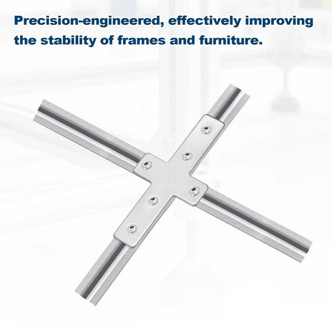 Two Pack 3030 Cross Shape Corner Bracket Joint Plate For Aluminum Extrusion, Heavy Duty Carbon Steel, Built To Last, Silver Finish