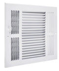Three Way Air Supply Grille Vent Cover Diffuser For 12x10 Duct Opening White Steel With Flat Stamped Face Powder Coated Finish