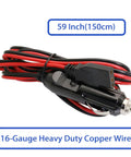 Heavy Duty 16 Gauge CB Radio Power Cord With 3 Pin Plug Two Wire Cable And 12V Cigarette Lighter Socket LED Indicator coiled