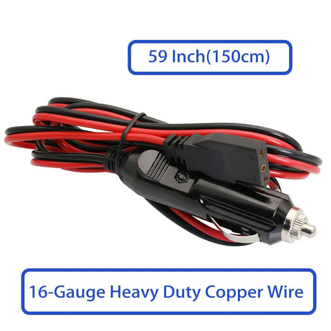 Heavy Duty 16 Gauge CB Radio Power Cord With 3 Pin Plug Two Wire Cable And 12V Cigarette Lighter Socket LED Indicator coiled