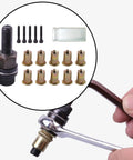 Hand using Rivet Nut Kit With Female Head M3 To M10 High Performance Mandrels For Repairing Doors And Windows Diy Tool Versatile Manual Pneumatic Or Electric Riveter Includes Nuts Rods And Storage Box