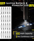 Marker Sized Pocket Friendly Electric Screwdriver Kit With 24 Magnetic Bits And 5 Torque Settings Cordless Rechargeable DIY Repair Tool For Small Appliances Phones Cameras Laptops And More showing LED lighting and 24 interchangeable bits chart for precise electronic repairs.