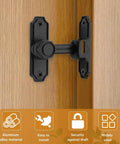 90/180 Degree Flip Barn Door Lock Security Latch for Sliding Doors and Cabinets installed on wooden door