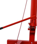 Heavy Duty Folding Engine Hoist With 4000 Lbs Capacity And Six Swivel Casters For Auto Garages showing the lever and hydraulic mechanism.