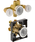 Jetted Shower System With 3 Port 6 Position Diverter And Separate Valve Module For Remodel Or New Construction Universal MultiChoice XO Rough In Ready For A Spa Vibe Upgrade in chrome finish, displayed with diverter and valve module components.