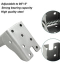 Heavy Duty Folding Table Leg Hinge Replacement Brackets Rock Solid Steel Support For Patio Or Picnic Tables Smooth Swap Ready Gonna Outlast The Competition Pack Of Two Silver Finish showing adjustable hinge close-up image.