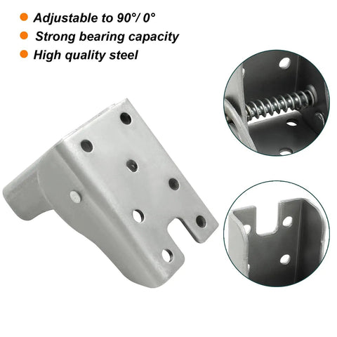 Heavy Duty Folding Table Leg Hinge Replacement Brackets Rock Solid Steel Support For Patio Or Picnic Tables Smooth Swap Ready Gonna Outlast The Competition Pack Of Two Silver Finish showing adjustable hinge close-up image.