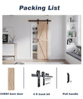 24 Inch By 84 Inch Sliding Barn Door With Hardware Kit Included Four Foot Solid Spruce Panel K Shape Wood Door For No Fuss DIY Assembly Rustic Farmhouse Style Interior Room Divider installed in modern room