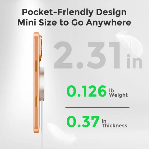 Side view of Powerful 25W Magnetic Wireless Charger Two Pack With Qi Two Point Two Fast Wireless Charging Pad shown in pocket size.