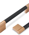 Ten Pack Knurled Cabinet Handles Center To Center Five Inch Black And Champagne Copper Kitchen Cabinet Hardware Close-Up View