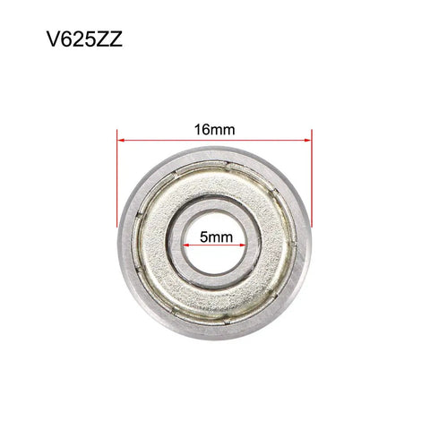 V625ZZ Double Metal Shielded Ball Bearings Built Tough Run Smooth As Silk For Heavy Machinery And Automotive Work 5MM X 16MM X 5MM showing dimensions.
