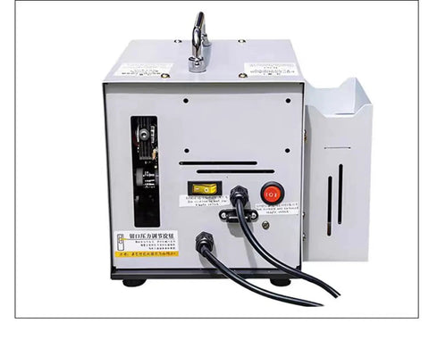 Back view of Heavy Duty 60W Electric Terminal Crimping Machine With Foot Pedal And LED Light showing connections and control panel.