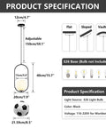 Cool Black Frosted Glass Pendant Light With Adjustable 1 Light Globe Fixture specifications and measurements diagram