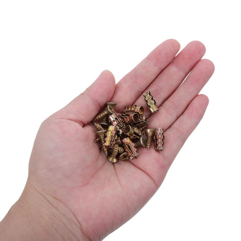 Cabinet Hinge Repair Kit For Kitchen Cupboards 50 Sets With 6x14mm Stripped Thread Screws And Expansion Anchors in hand
