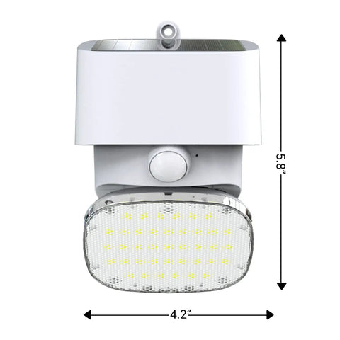 Front view of Solar Led Outdoor Flood Light With Motion Sensor Wireless Security Lighting For Backyard, 5.8" x 4.2" white lamp
