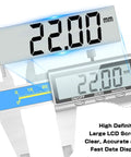 Digital Caliper Measuring Tool Pro Grade Industrial Caliper For Inch And Millimeter Measurement Jewelry Quality IP54 Waterproof Glass Sensor Easy Read LCD showing 22.00 mm