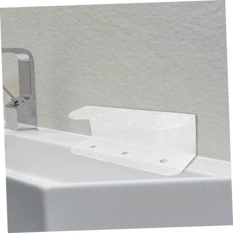 Wall Mounted Spray Bottle Holder Knocks The Mess Out Of Your Bathroom Or Garage With Heavy Duty Acrylic Design displayed on a sink.