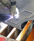 Square Cutter Plasma Stencil Kit 5 Piece Set For Pro Grade Metal Fabrication shows 0.430 inch guide used with plasma cutter on metal sheet