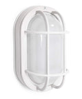Outdoor 8.5 Inch Oval LED Nautical Bulkhead Light Flush Mount for Wall or Ceiling Wet Location 75W 800 Lumens 3000K Warm White Cast Aluminum with Frosted Glass Lens