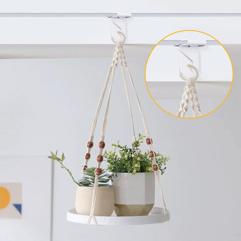 Drop Ceiling Hooks For Hanging, 10 Pairs Aluminum Alloy Ceiling Tile Clips holding plant hangers in classroom, office, and home use