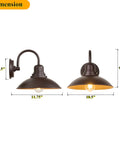 Dimensions of Two Pack Oil Rubbed Bronze Outdoor Wall Sconces With Clear Seedy Glass Farmhouse Exterior Light Fixtures shown