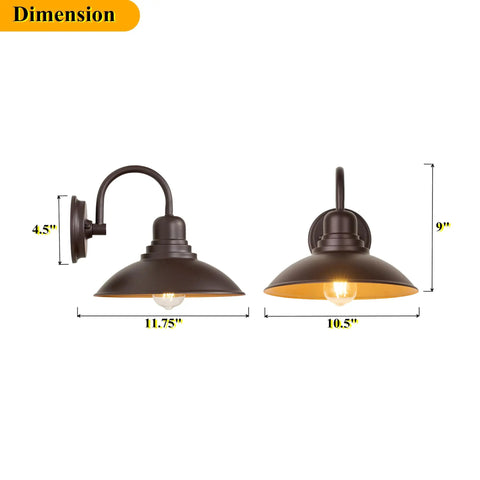 Dimensions of Two Pack Oil Rubbed Bronze Outdoor Wall Sconces With Clear Seedy Glass Farmhouse Exterior Light Fixtures shown