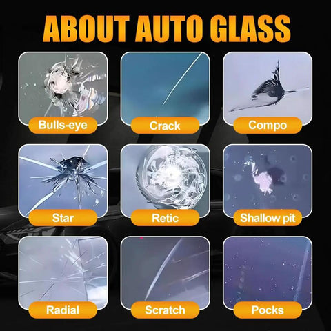 Ultimate Windshield Repair Kit For Chips And Cracks 2025 Upgrade With Nano Fluid Filler Star Shaped Crack Examples