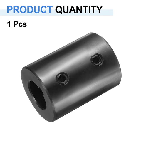 Rigid Shaft Coupling Built To Last For Motors And 3D Printers, Bore Three Quarters Inch, Outside Diameter One And Half Inch, Length Two Inches, Black Oxide Plated ASTM1045 Steel, With Two Set Screws, Durable High Precision Coupler