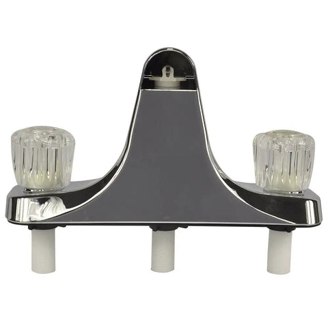8 Inch Center-Set RV And Mobile Home Shower And Tub Faucet With Dual Chrome Knobs, Clear Acrylic Handles, front view