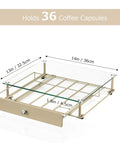 Coffee Pod Holder With Tempered Glass Top Drawer Holds 36 K Cup Pods, Sleek And Durable Kitchen Organizer in beige