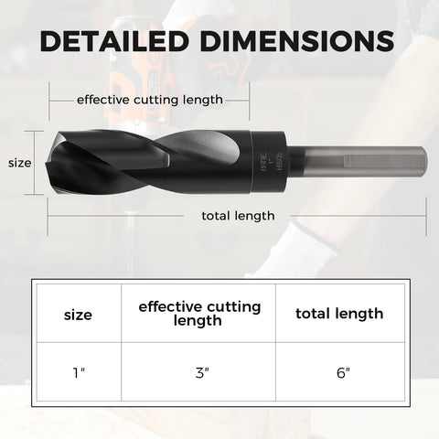 Detailed view of the Five Eighth Inch Cobalt Drill Bit For Metal And Hardened Steel Built Tough For Pro Jobs Industrial Grade M35 Cobalt High Speed Steel With TiAlN Coating Three Flat Shank Half Inch Shank Six Inch Total Length Heat Resistant Durable Drill Bit with its size and dimensions highlighted.