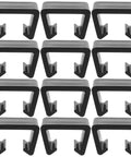 Ganazono 12 Pieces Sectional Sofa Clips Fasteners For Outdoor Rattan Furniture in black, arranged in rows.