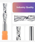 Two Piece Down Cut Spiral Router Bit Set Pro Grade With 1/2 Inch Shank And 1/2 Inch Cutting Diameter, Extra Long 4 Inch Overall