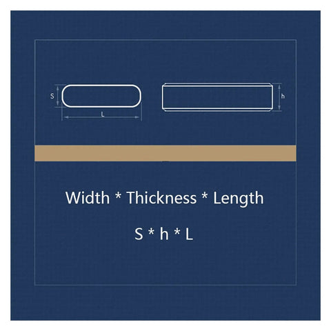Diagram of 6x6mm Feather Key Set For Drive Shafts In A2 304 Stainless Steel Round End Parallel Keys dimensions S*h*L