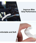 Bike Brake Lever Silicone Sleeve 2 Pack, anti slip cover on handlebar for mountain and road bikes, showing close-up of white silicone grip