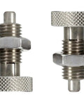 Heavy Duty Spring Plunger Pair With Zero Hassle Knurled Grip Solid Stainless Steel Quick Release Pin M6 Lock Out Assembly side view