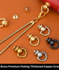 Top Tier 20 Pack Solid Brass Ball Chicago Studs Heavy Duty Screw Rivets With D Rings Badass Hardware For Leathercraft Belt Straps Wallet Chains And Diy Gear Gilt Gold Small, featuring gold, silver, and black metal hardware.